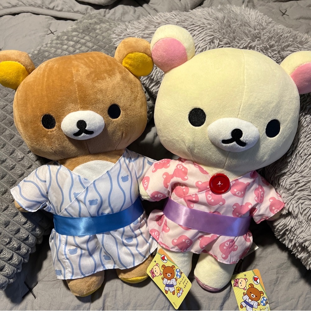 San-X Rilakkuma Yukata & Korilakkuma Yukata 16" Plush Kawaii Duo Pack Plush